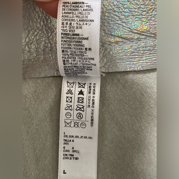 American Apparel Iridescent Leather Silvery Hologram Skater Circle Skirt Size L - Picture 12 of 13